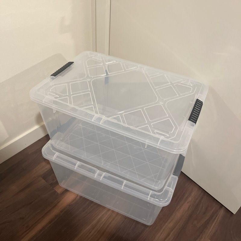 Two Costco storage totes