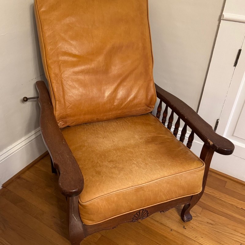 Leather Chair with Wood Framee