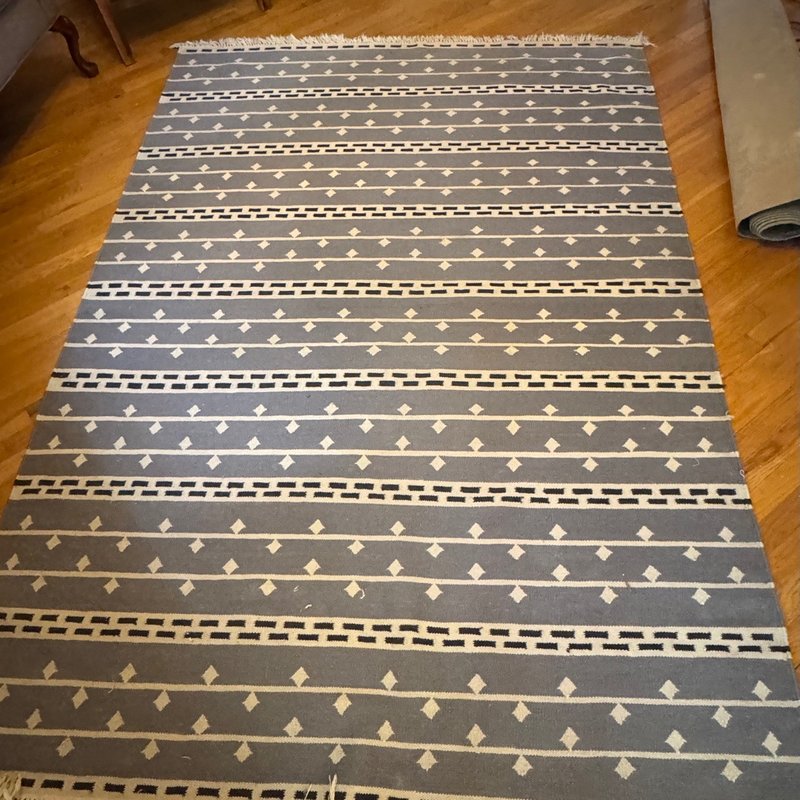Woven Geometric Rug Gray